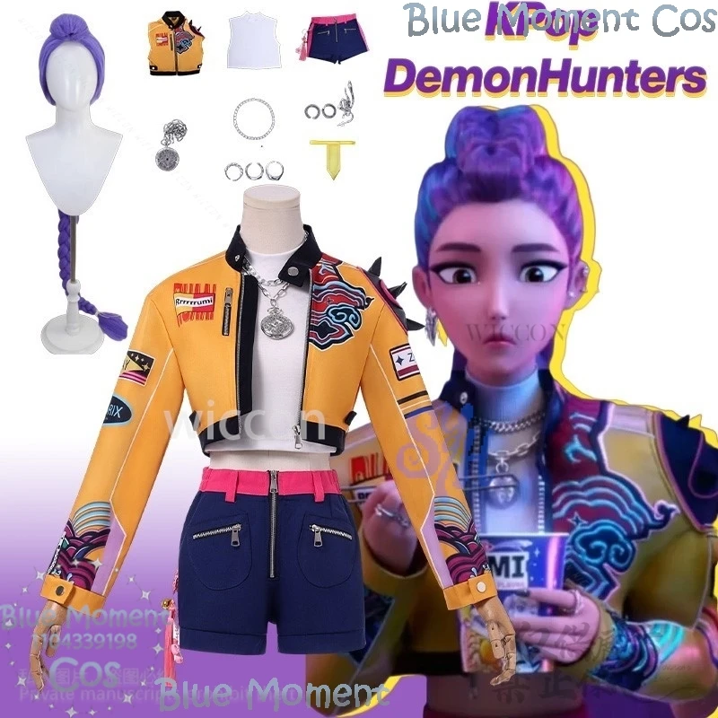 

Huntrix Cosplay Anime Demon Rumi Kpop Idol Stage Embroidered Decorative Stickers Fashion Jacket Halloween Comic Con Outfit Woman