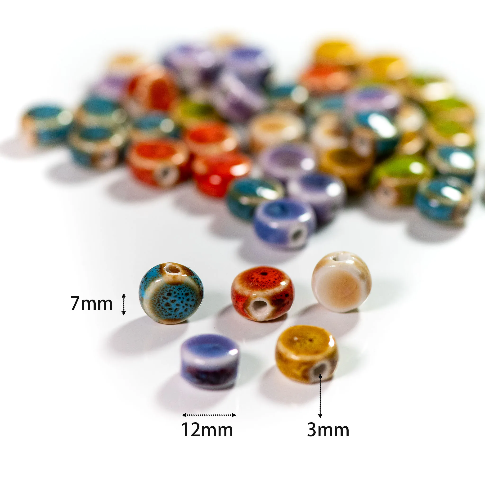 20pcs Cute 12mm Round Ceramic Beads Accessories for Craft Projects DIY Jewelry Making and Decoration