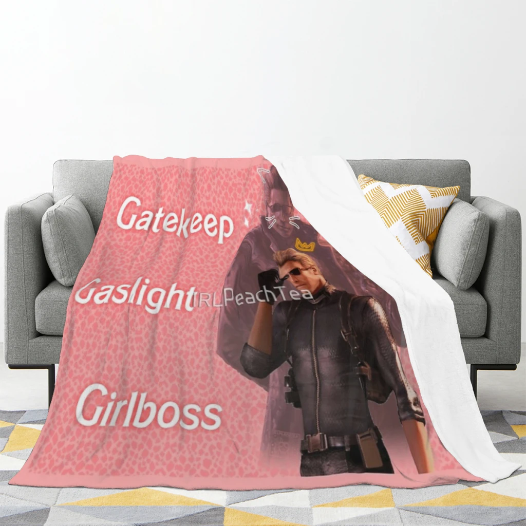 Wesker Gaslight Gatekeep Girlboss Thin Blanket Fluffy Soft Bedroom Decor Sofa Blankets Comforter Home and Decoration Summer