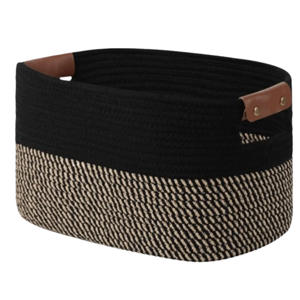 

НОВАЯ корзина из хлопковой веревки 15x10x9 дюймов, портативная большая вместительная тканая веревочная корзина для хранения, тканая корзина для хранения одежды для мелочей