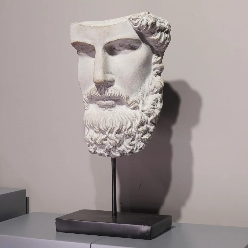 

Греческая статуя скульптуры домашний декор-статуя бюста из смолы Zeus статуя на металлическом столбе и основание из смолы греческий бог искусственная статуя