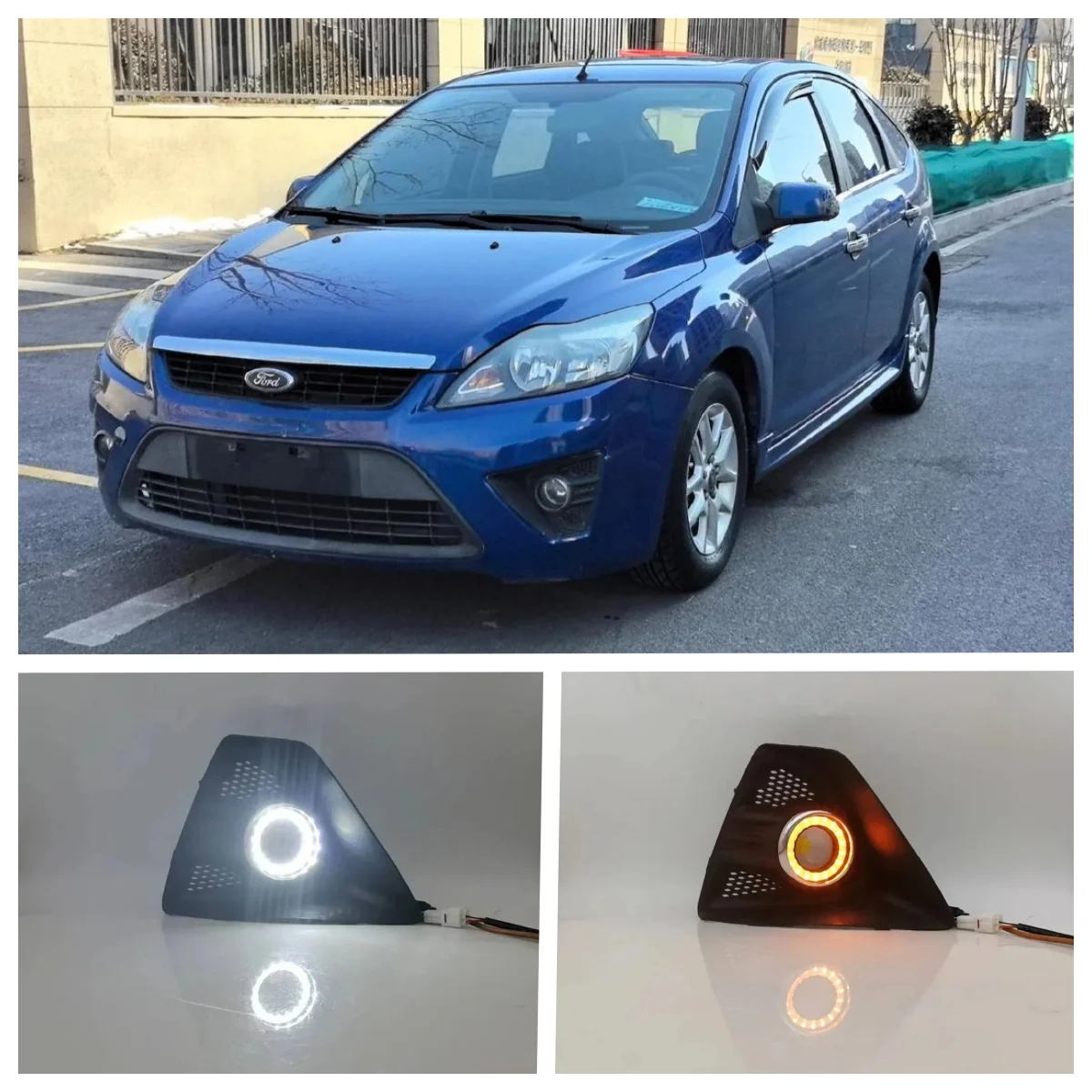

LED Fog Lights Assembly For Ford Focus 3 MK3 2009 2010 2011 Dual Colors Angel Eye Daytime Running Lights Fog Lamp Accessories