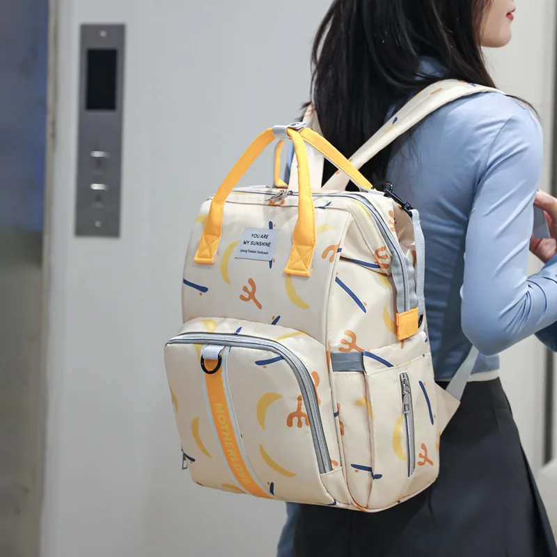Mummy Bag Mother and Baby Backpack Portable Shoulder Bag Large Capacity Lightweight Crossbody Bag for Outings