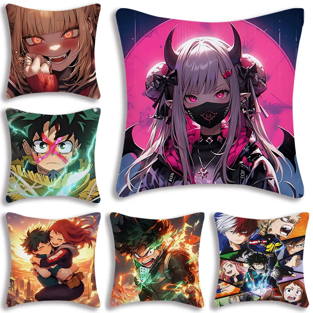 My Hero Academia Himiko Toga Pillow Covers Cartoon Sofa Decorative Home Double-sided Printing Short Plush Cute Cushion Cover