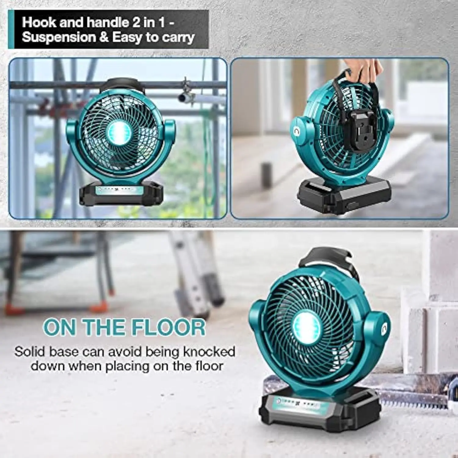 พัดลมไร้สาย 18V เข้ากันได้กับแบตเตอรี่ Makita 18V, พัดลมสั่น 18 โวลต์ไร้แปรงความเร็ว 3 ระดับเสียงรบกวนต่ําสําหรับอุตสาหกรรม, Commer