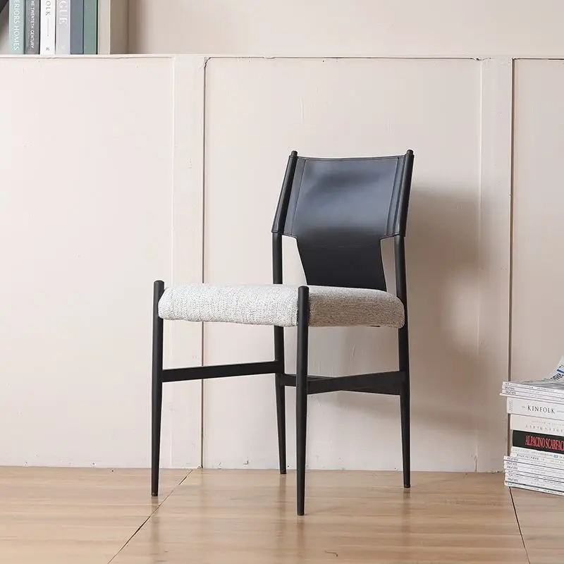 

Nordic Light Luxury Dining Chair Home Modern Simple Saddle Leather Dining Chair Back Chairs Minimalist Designer