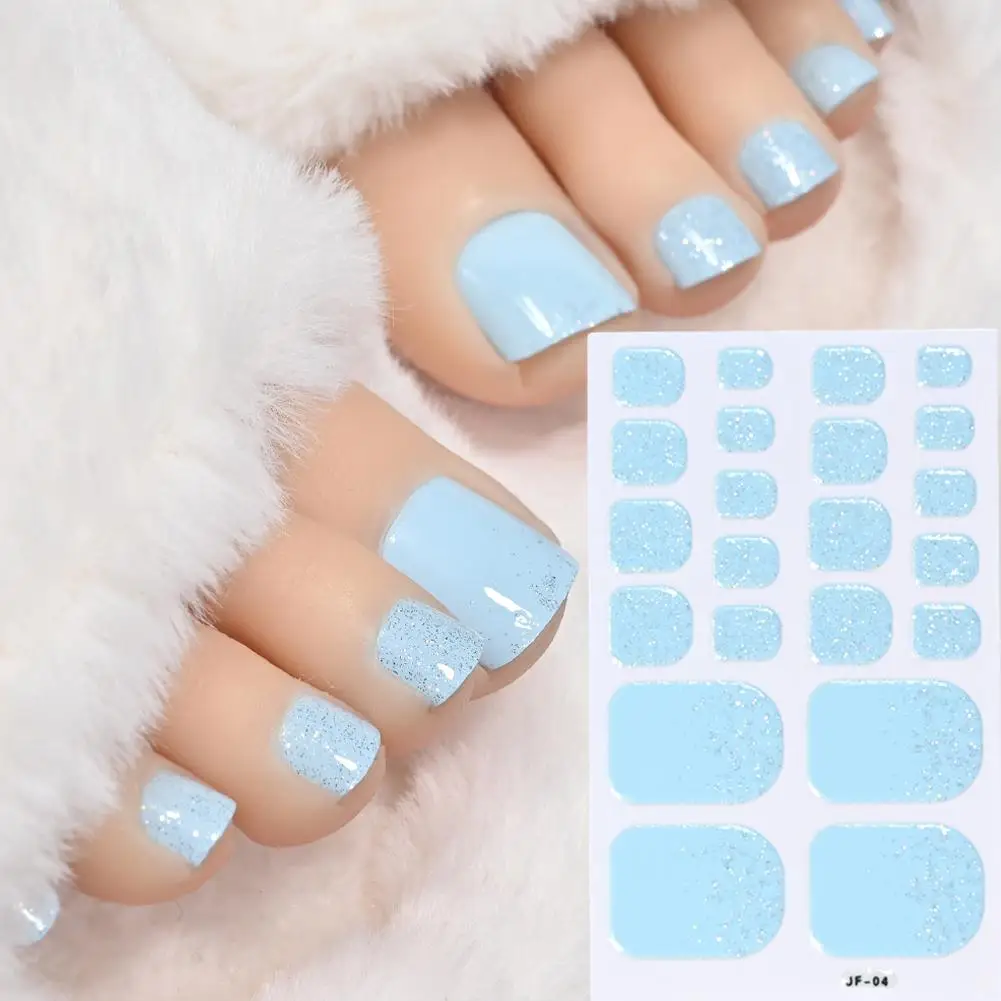 1set Nagellack Film Zehennagel Aufkleber Einfarbig Glitter Kappe Nail art Aufkleber DIY Wasserdicht Klebstoff Nagel Wraps abziehbilder Dekore