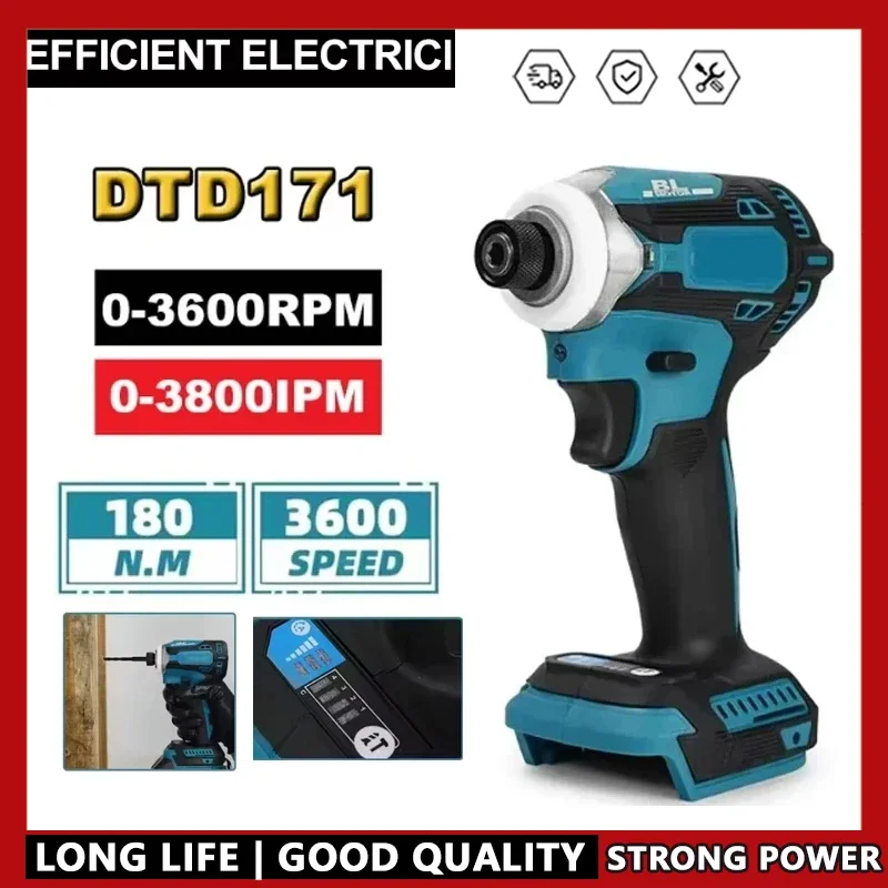 

DTD171 Fit Makita Бесщеточная ударная отвертка Аккумуляторная отвертка Аккумуляторные электроинструменты 18 В BL Двигатель Голый инструмент Инструменты