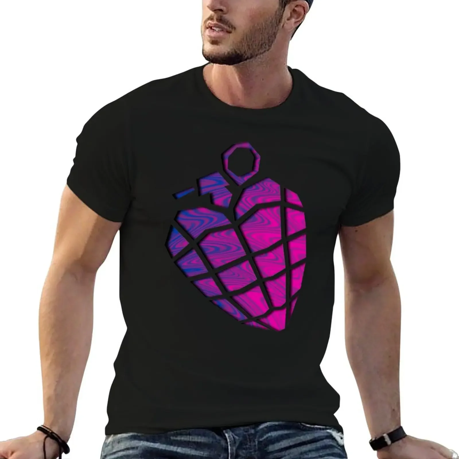 Bi pride heart grenade T-Shirt kawaii clothes shirts graphic tees blanks Men's t-shirts