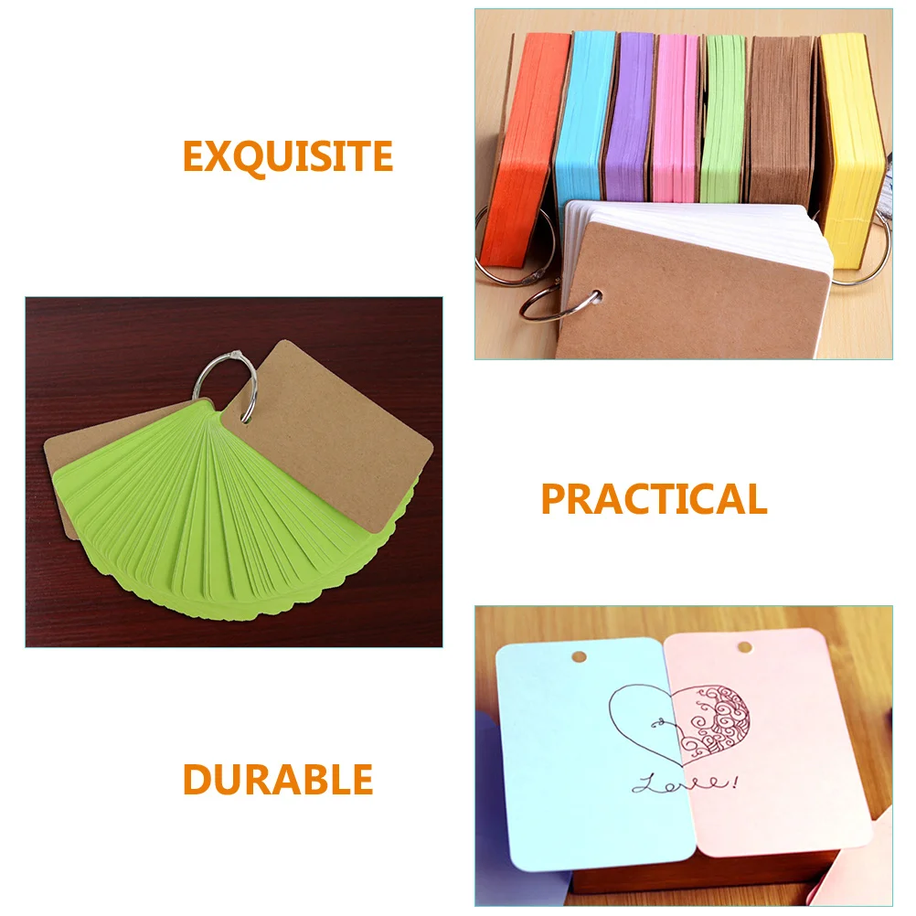 Colorful Note Pad 5 Books Scratch Paper Notepad Rings Study Portable Memo Pads Blank Flashcards Student