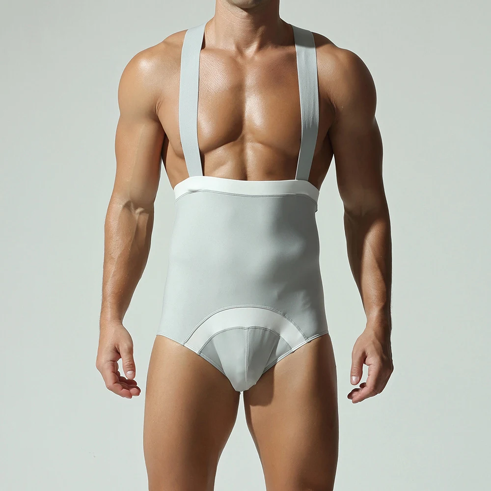 

2025 Summer New Men's Color Block Suspender Jumpsuit American Retro Fashion Trendy Sexy Casual Tight Fit Niche Men's Clothing