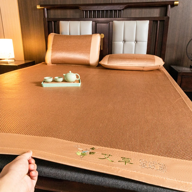 

L Мятный охлаждающий коврик от комаров, комплект футболок для двух человек, складной летний комплект с вышивкой l, постельное белье из ротанга