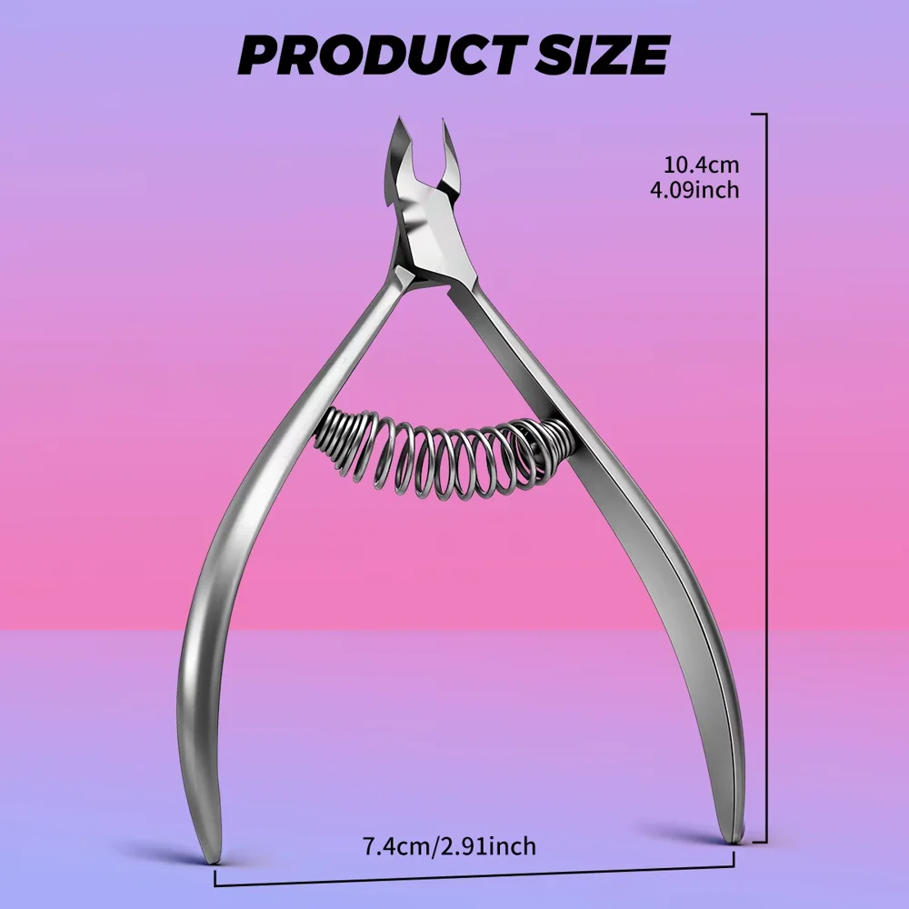 Professional Stainless Steel Cuticle Nippers, Easily Remove Edge Hangnails and Cuticles, Built-in Spring Labor-Saving Cutter,
