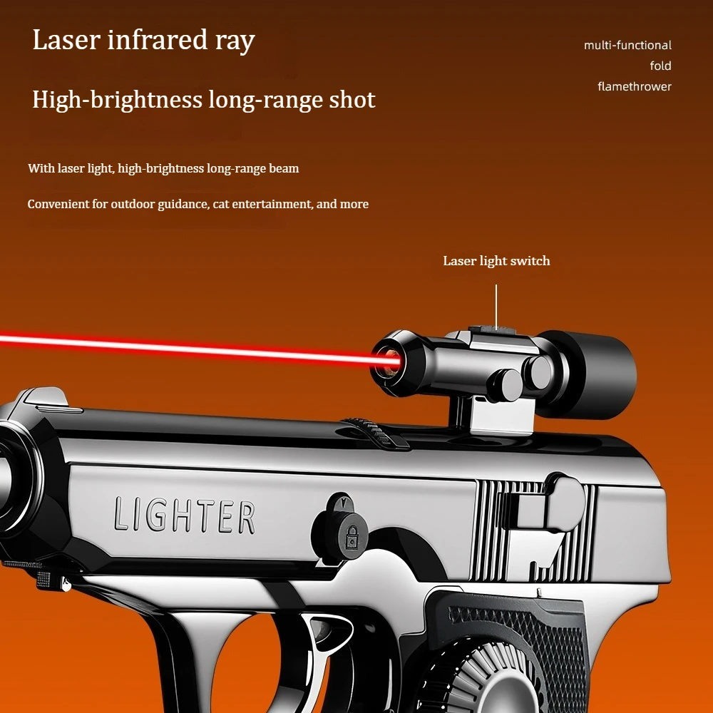New Outdoor Laser Foldable Welding Gun Lighter Windproof Inflatable with Ashtray Windproof Lighter Cigar Camping Lighter