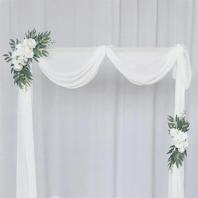 Yannew Artificial Wedding Arch Flowers Kit Boho Dusty Rose Blue Eucalyptus Garland Drapes for Wedding Decorations Welcome Sign