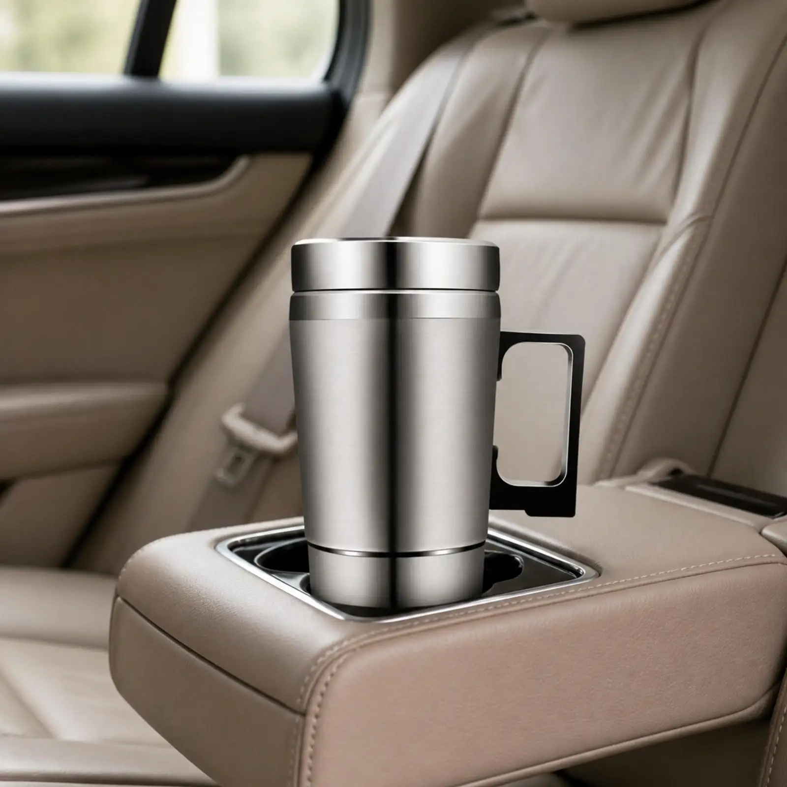Stainless Steel Car Electric Kettle 300ml Heated Travel Mug with Lid Thermal Coffee Cup for Road Trip