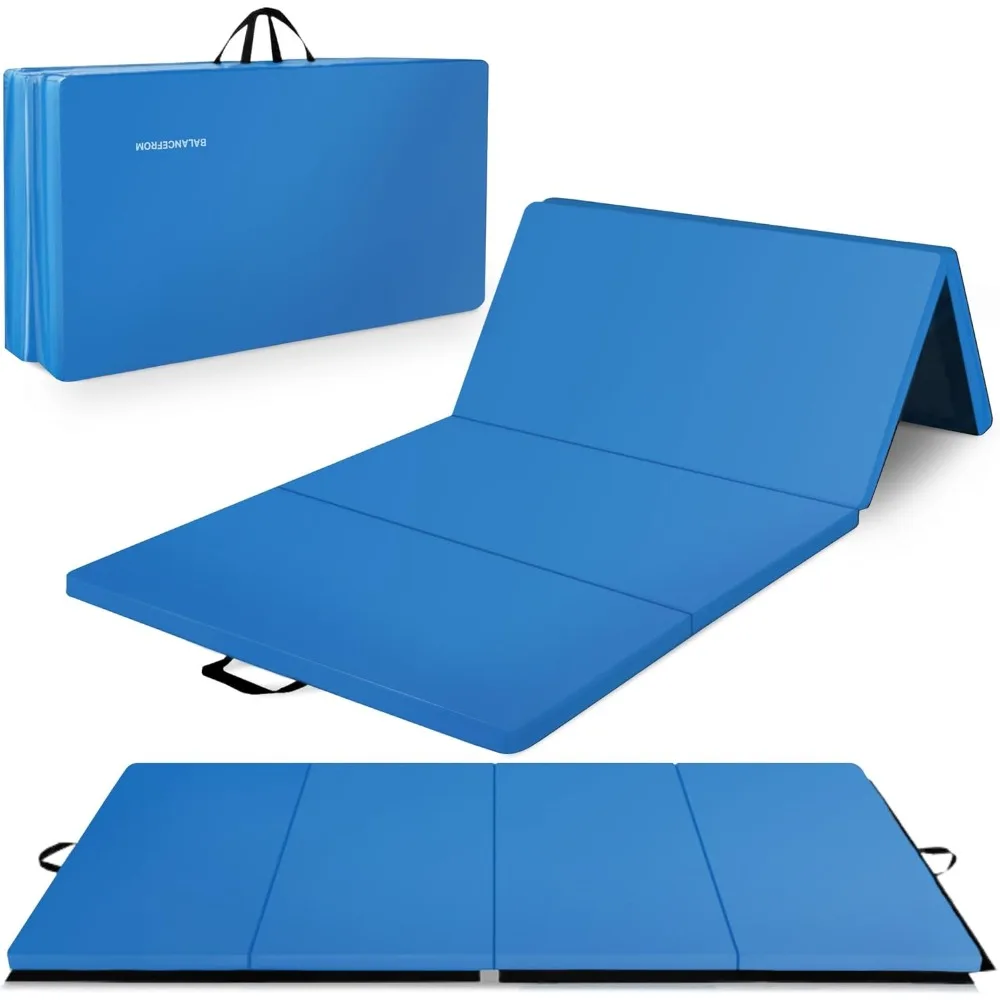 Portable Pink Folding Gymnastics Mat for Home Use - Thick Exercise Pad Ideal for Tumbling, Pilates, and Workouts