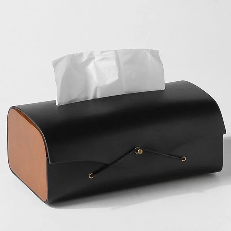 Retro Leather Tissue Box Modern Living Room Decoration Desktop Paper Towel  Boxes Dining Table Napkin Holder Ornament Home Decor