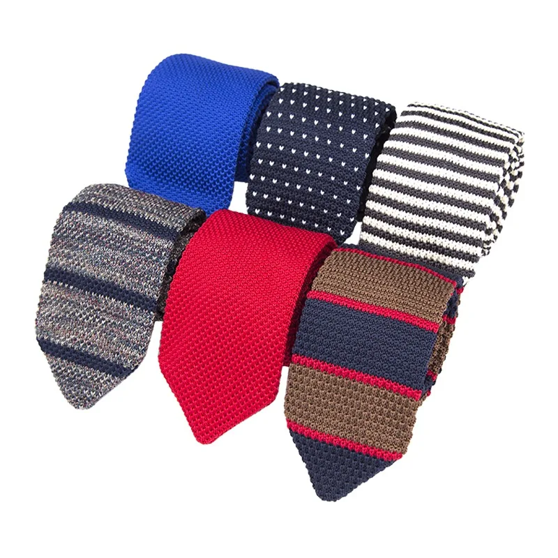 

New Necktie Fashion Knit Leisure Triangle Striped Tie Normal Sharp Corner Neck Tie Men Classic Woven Designer Cravat Wedding Tie