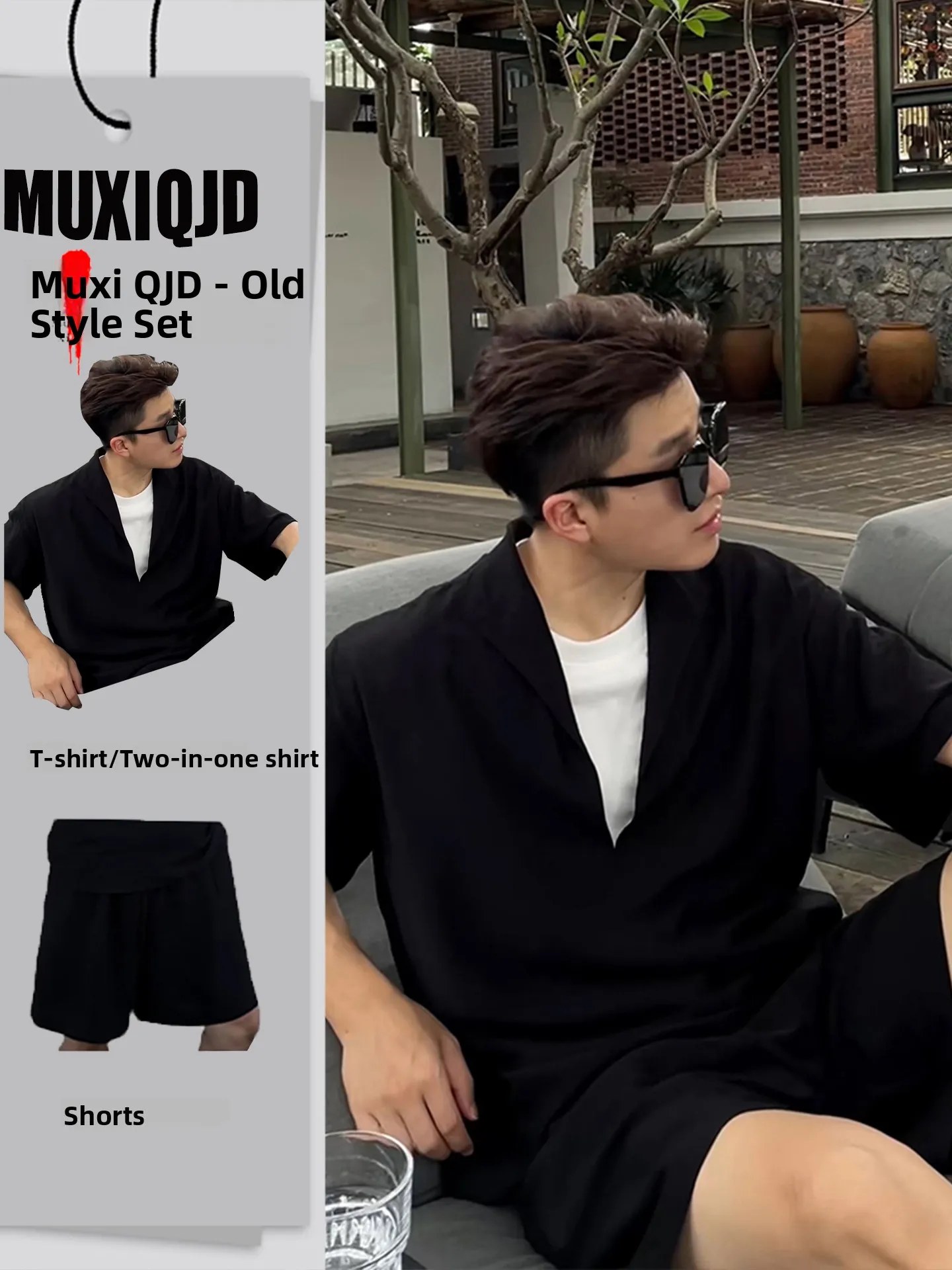 

Men's Summer Linen ort Sve irt Casual Wear Modal Cotton Blend Two-Piece Set Teenagers' Faion Sensation