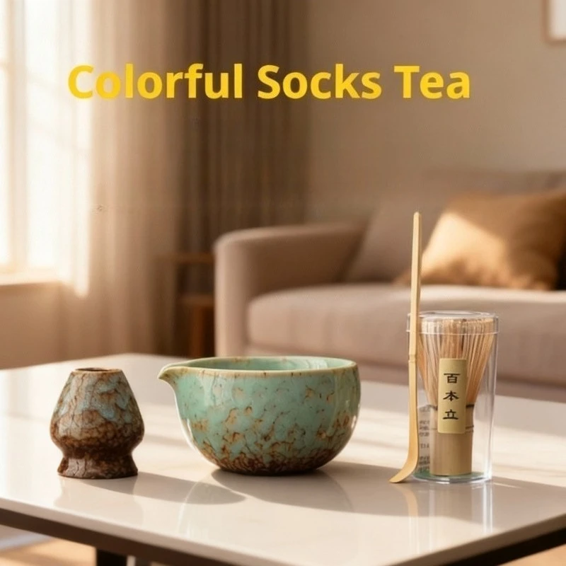 

Set of New Colorful Kiln Matcha 4Pcs Tea Brewing Set Ceramic Glazed Tea Tools for Matcha Enthusiasts Matcha Tea Pot Set TeaPot