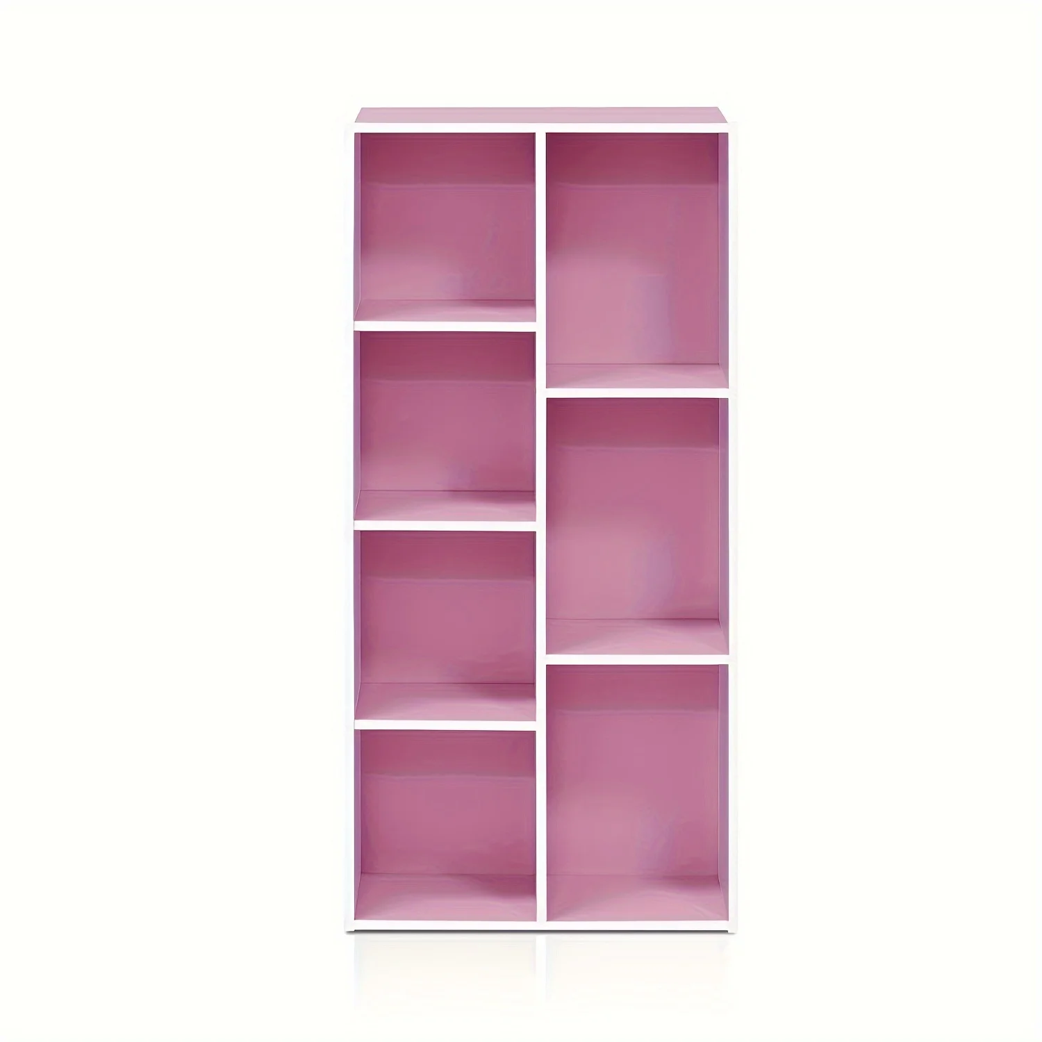 7-Cube Bookcase, Bookshelf, Storage Organizer, White/ Pink, Multi-Purpose Shelving Unit for Books, Clothes, Toys, Home Office