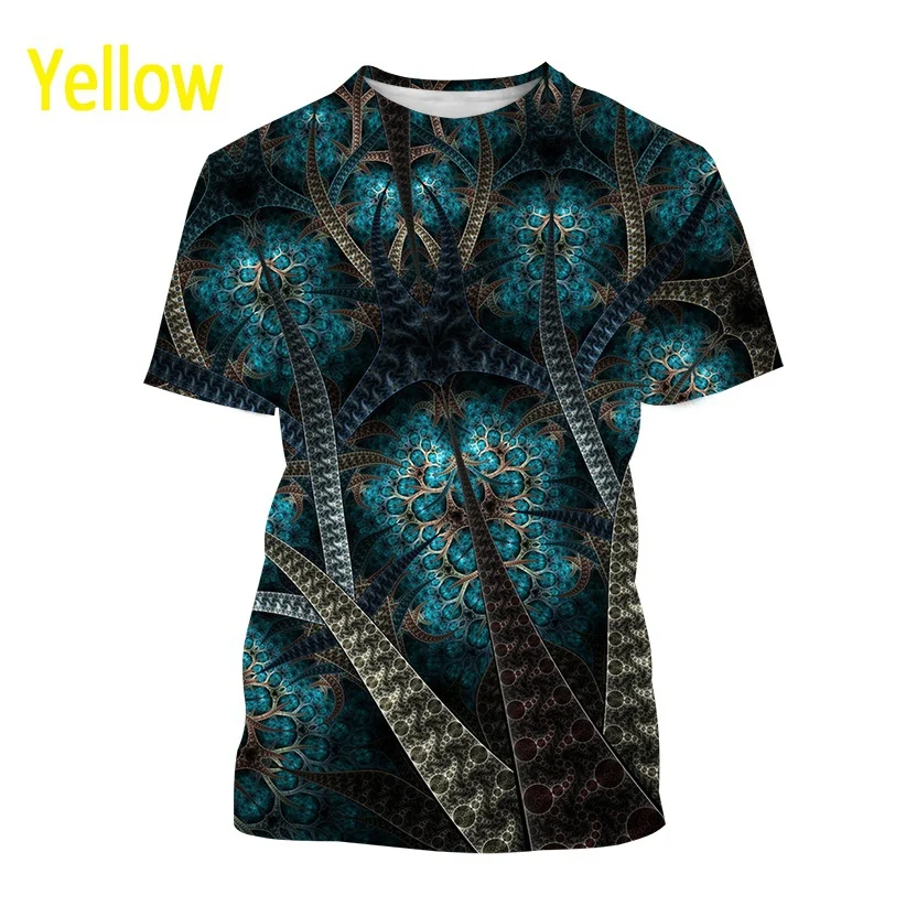 New Men\'s Fractal Vertigo Graphic Art T Shirt Unisex Fashion Cool Harajuku Print Short Sleeve Streetwear Top