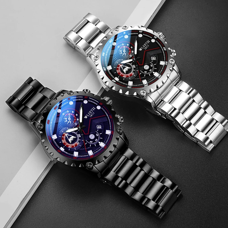 

Fashion Watches for Man Stainless Steel Waterproof Quartz Watch Men's Luxury Watch Chronograph Male Sport Military Watch reloj