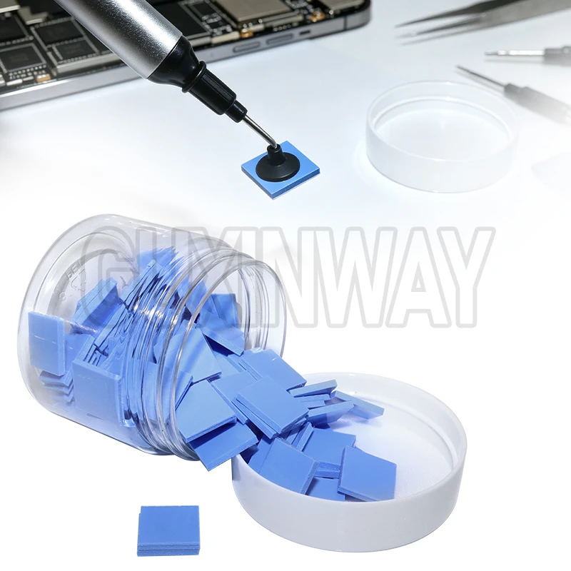 100PCS Pre-cut Insulating Thermal Pads for IC Chip High Thermal Conductivity Self-adhesive Repair Silicone Sheet
