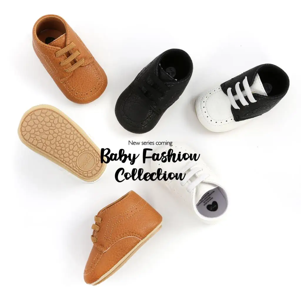 

Fashion Casual Newborn Shoes Baby Girl Boy Soft Sole Shoes Anti Slip PU Leather Sneaker Trainers Prewalker Black White 0-18M