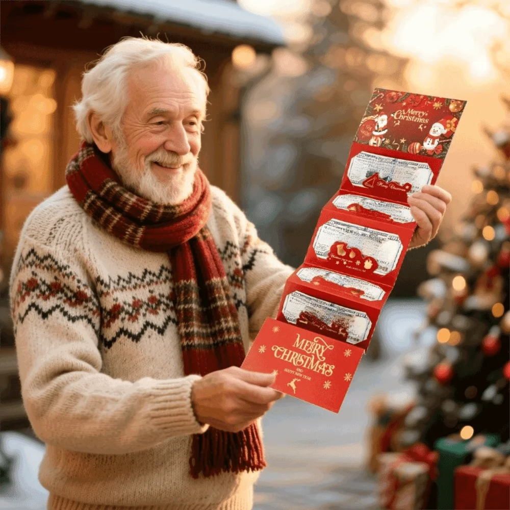 

2 Set Santa Claus Christmas Money Card Envelope 6 Card Positions Lucky Folding Banknote Card Red Navidad