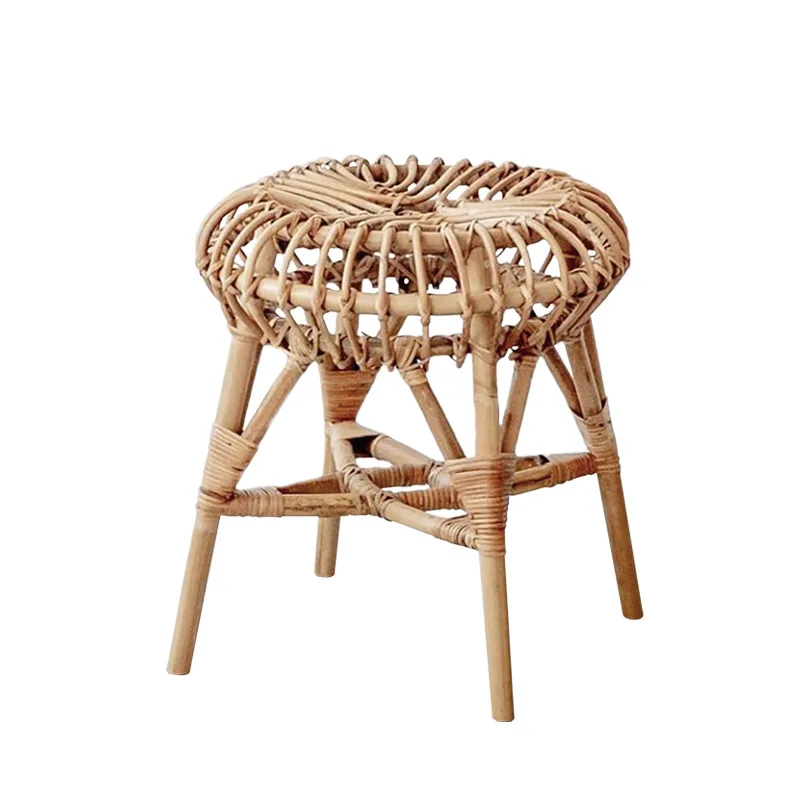 

Rattan small stool jellyfish rattan stool simple retro household side table dressing stool bed and breakfast coffee table