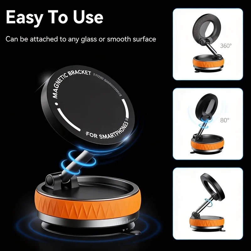 

Магнитный держатель для телефона в автомобиль на присоске, складной, с поворотом на 360° ° Универсальная вращающаяся подставка для iPhone, Samsung, зеркала в спортзале или ванной