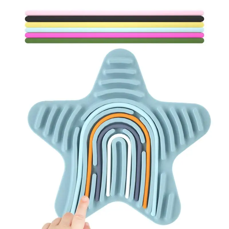 Double Side Educational Sensory Board Fidget Toy Portable Star Shape Silicone Fidget Board For Calming And Relief For Kids