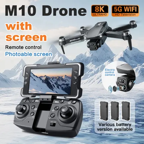 For Genuine M10 Rc Drone 8K Profesional HD Dual Camera With Screen FPV WIFI Brushless Motor Obstacle Avoidance Quadcopter Toys