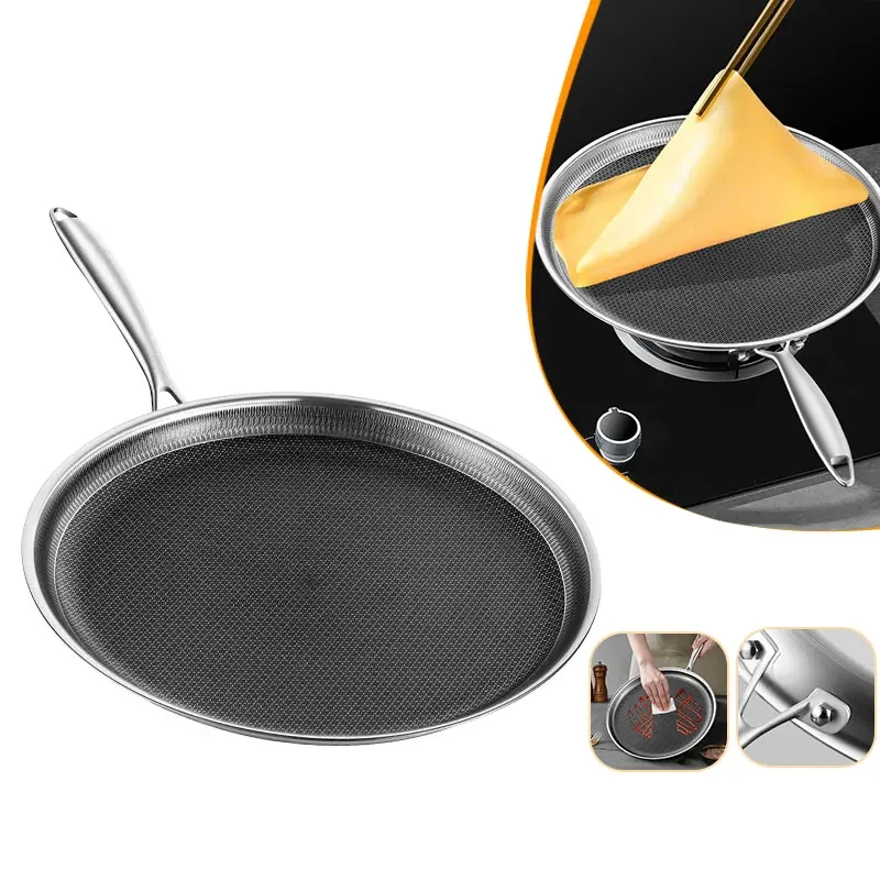 

Non-Stick Crepe Pan Stainless SUS 316 Kitchen Omelette Frying Pan Pancake Cooking Skillet Chef's Classic Nonstick Hard Anodized