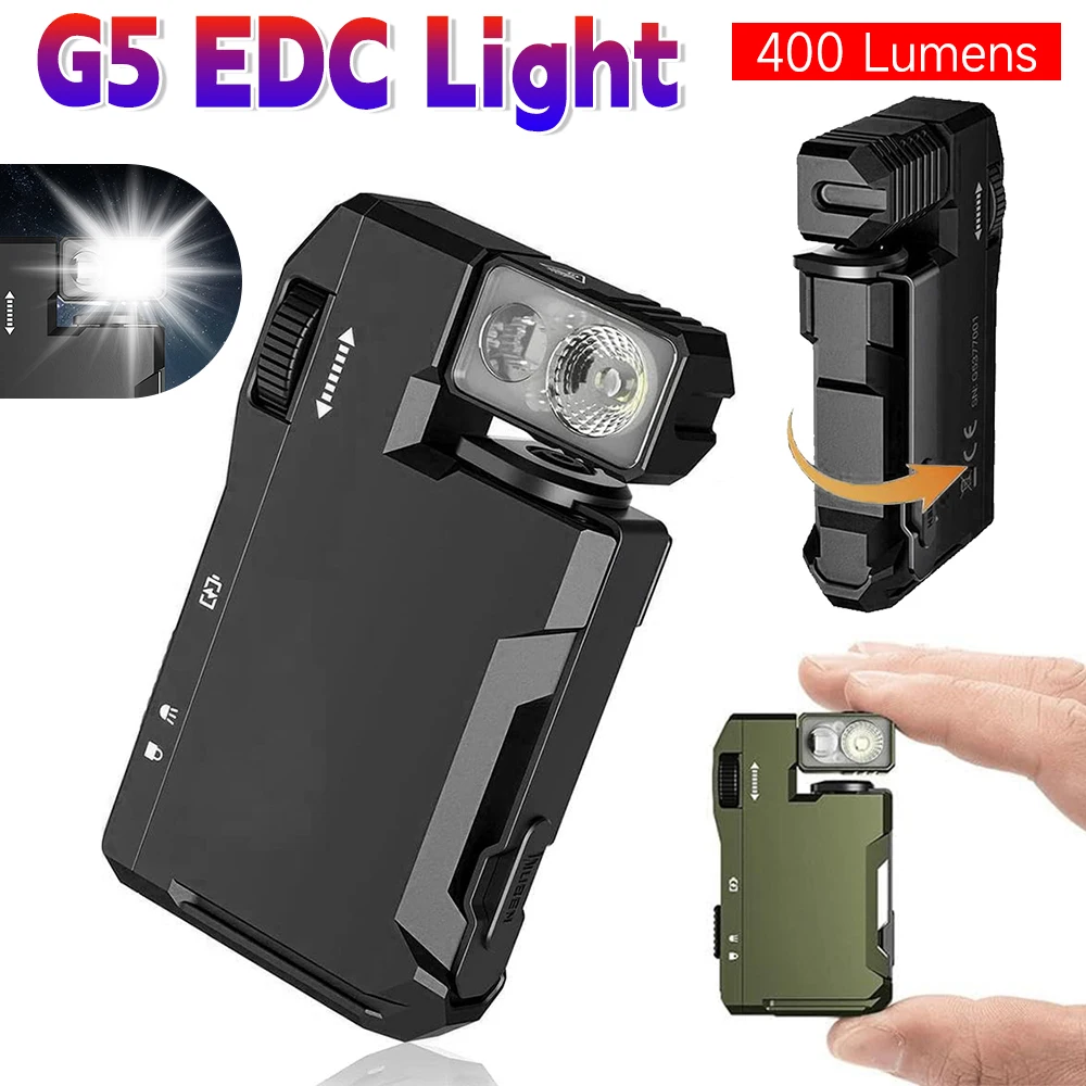 

Rechargeable EDC Flashlight 400 Lumens Portable Flat Pocket Flashlight Magnetic Keychain Flashlight for Outdoor Home Emergencies