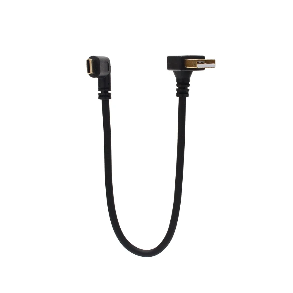 كابل USB من النوع c قصير محمول لخط الشحن 0.25 متر شحن سريع 90 درجة لشاحن بنك الطاقة كابل مسطح من النوع C 90 درجة