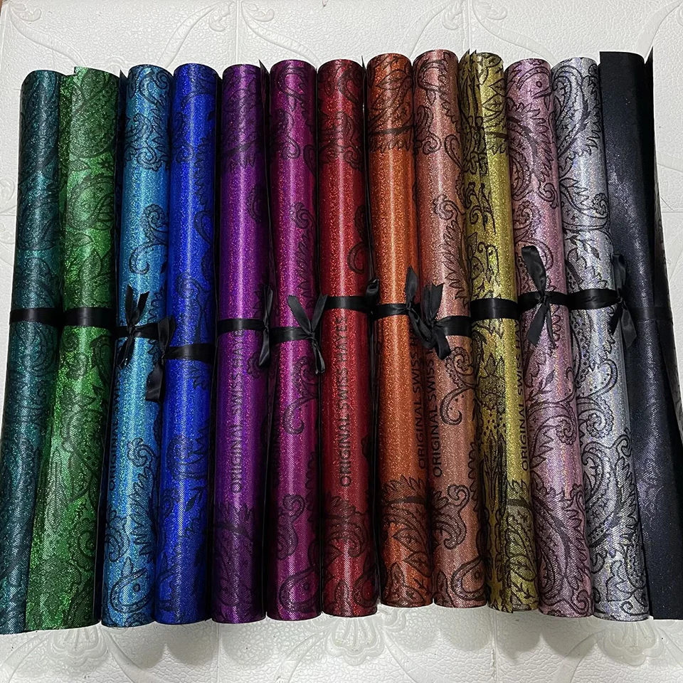 Luxuriöser, glänzender afrikanischer Hayes Silver Sego Gele & Ipele Kopftuchstoff – Damast- und Metallic-Jacquard-Kopftuchmaterial für Damen TX-7 – Detail 1