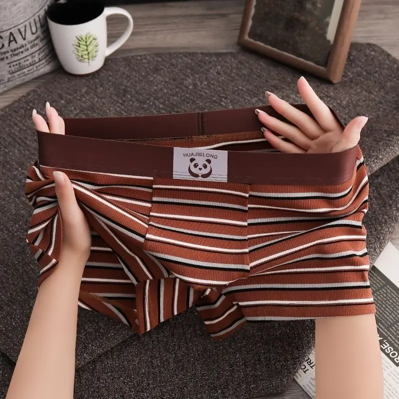 New High-end Pure Cotton Pants for 25 To 35 Years Old Striped Sexy Sporty Checkered Antibacterial Men's Pants Underwear Shorts