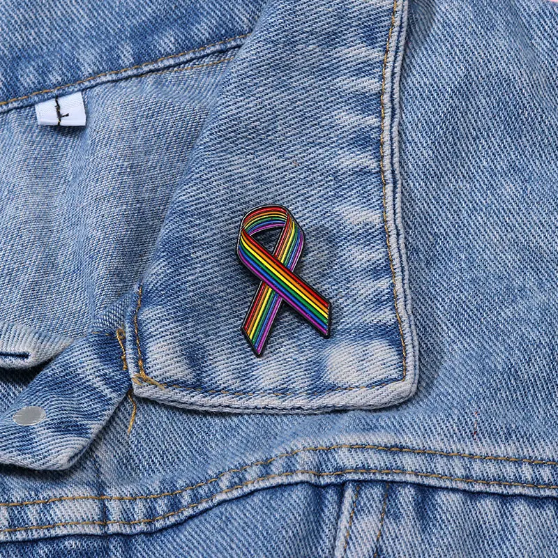 Funny Rainbow Ribbon Design Enamel Brooches Blessed Hope Wish Theme Pins Backpack Bag Jacket Badge