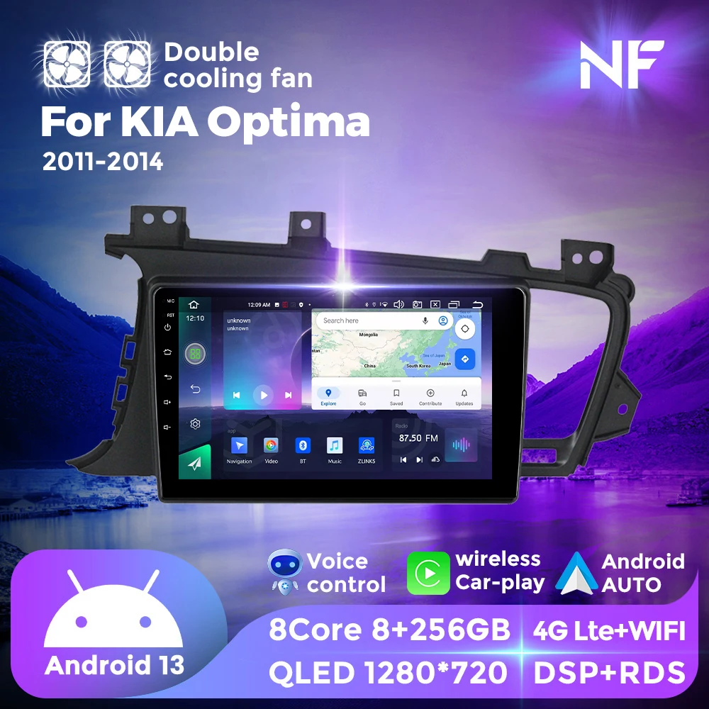 

NF Dual Cooling Fan Android All in One For Kia Optima III 3 TF 2010 - 2015 Car Radio Multimedia Player GPS For Wireless Carplay