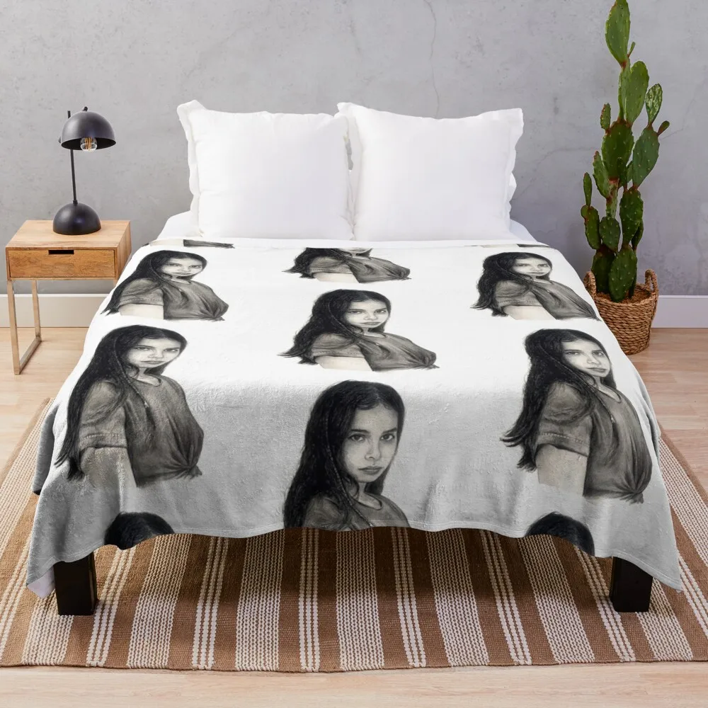 

Hope Sandoval pencil drawing Throw Blanket warm for winter bed plaid Plaid Winter beds Blankets