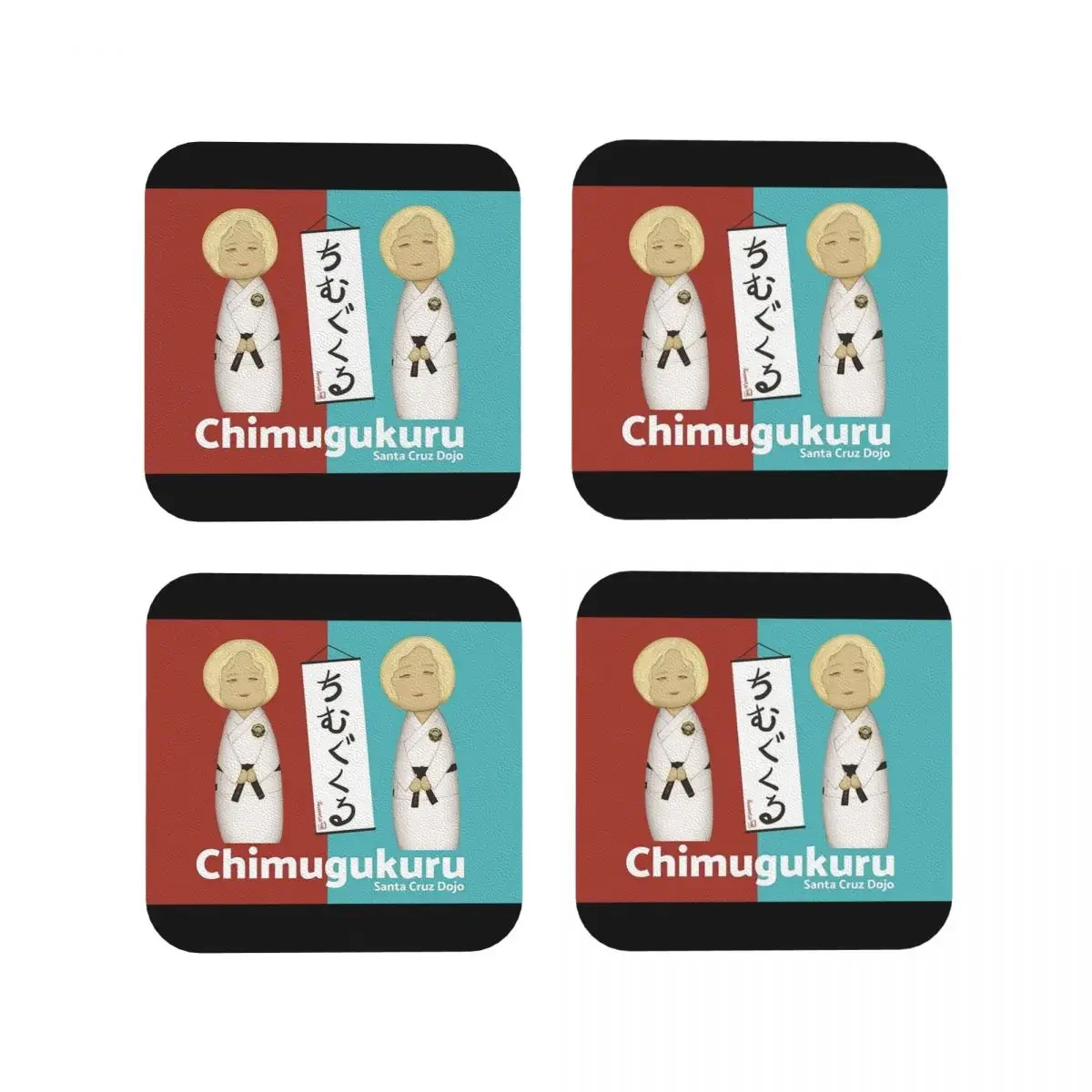 Karate Chimugukuru Coasters Kitchen Placemats Waterproof Insulation Cup Coffee Mats For Decor Home Tableware Pads Set of 4