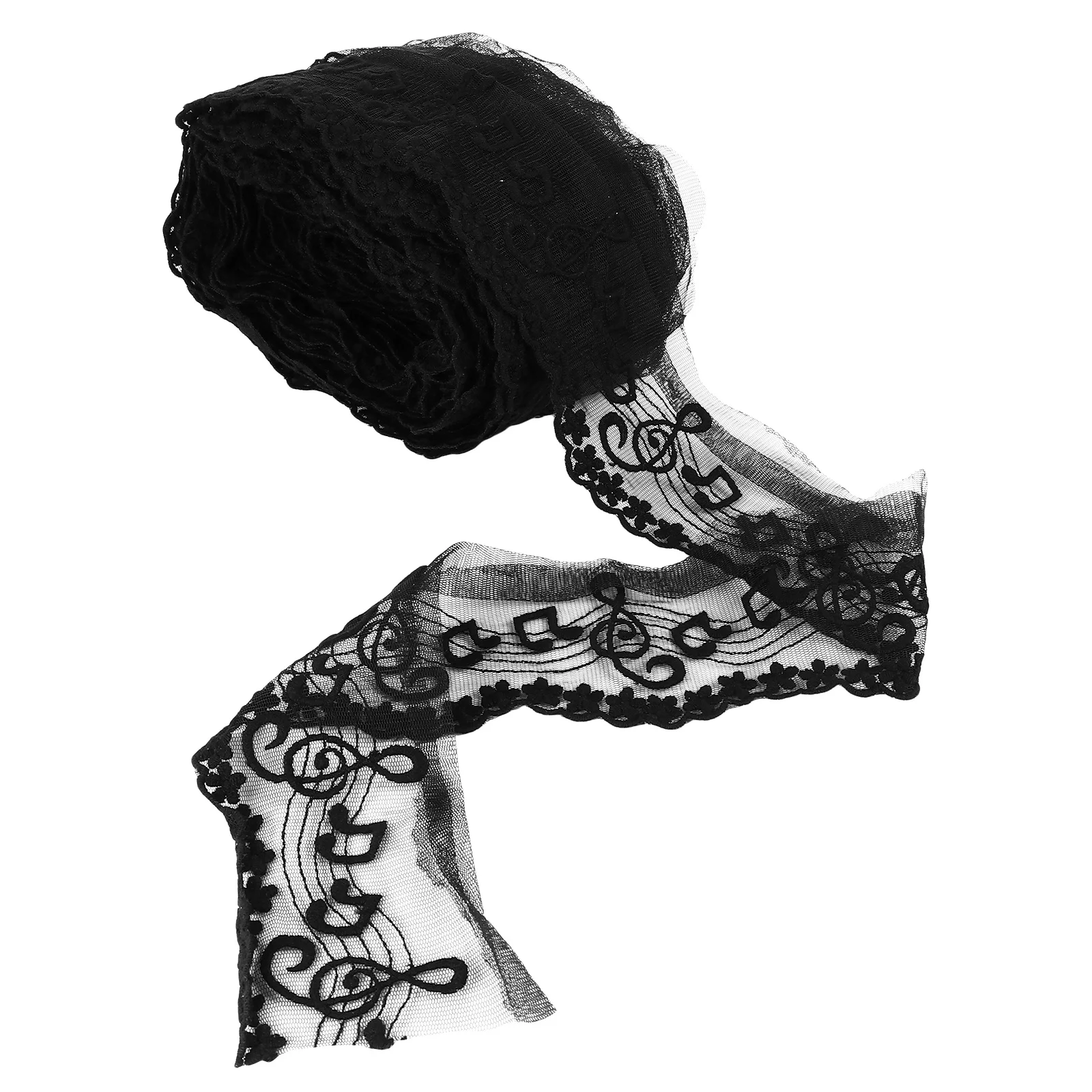 

20 Yards White Lace Fabric with Musical Symbols for Wedding Dress DIY Clothing Decoration Flower Border Lacework Ribbon Decor