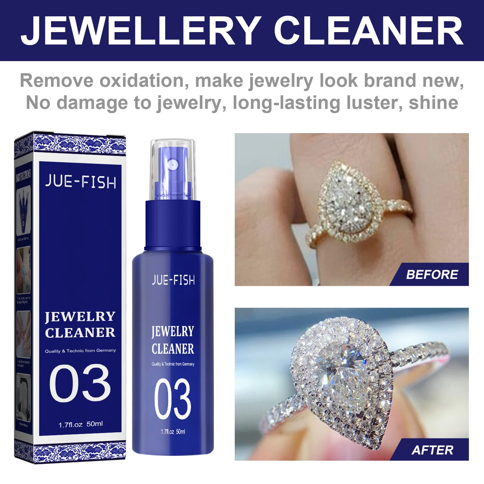 

Silver Jewelry Clean Spray Kit Mild Formula Polishing Cleaning Diamond Ring Necklace Gold Cleaning Rust and Ash Removal Cleaner