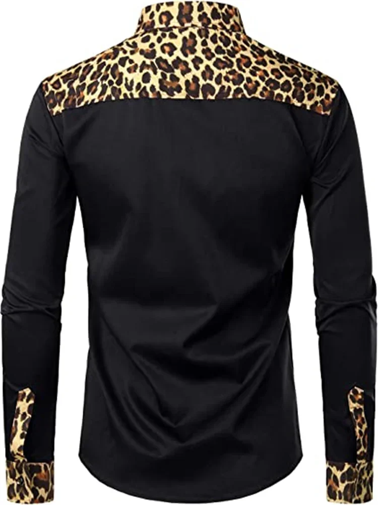 Men\'s Tops T-shirt Leopard Print Fashion 2023 New Long Sleeve Lapel Shirt White Black High Quality Comfortable Soft Material Top