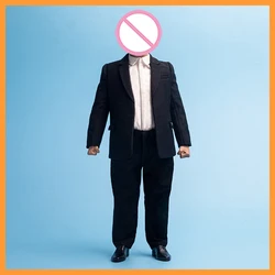 In Stock 1/6 Scale Male Soldier Fashion Big Size Business Attire Black Suit Set with Fattening Clothes For 12-inch Action Figure