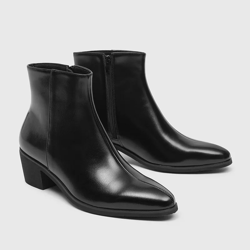 British style mens casual business office chelsea boots black brown shoes cowboy original leather boot handsome ankle botas mans