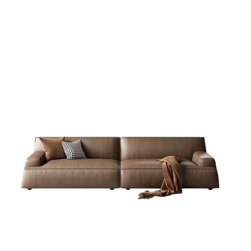 

Italian minimalist Damascus leather sand modern hair living room tofu light luxury head